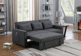 Zoey Dark Gray Linen Convertible Sleeper Sofa with Side Pocket - Home Elegance USA