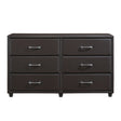 Contemporary Design Bedroom 1pc Dresser of 6 Drawers Faux Leather Upholstery, Dark Brown Furniture