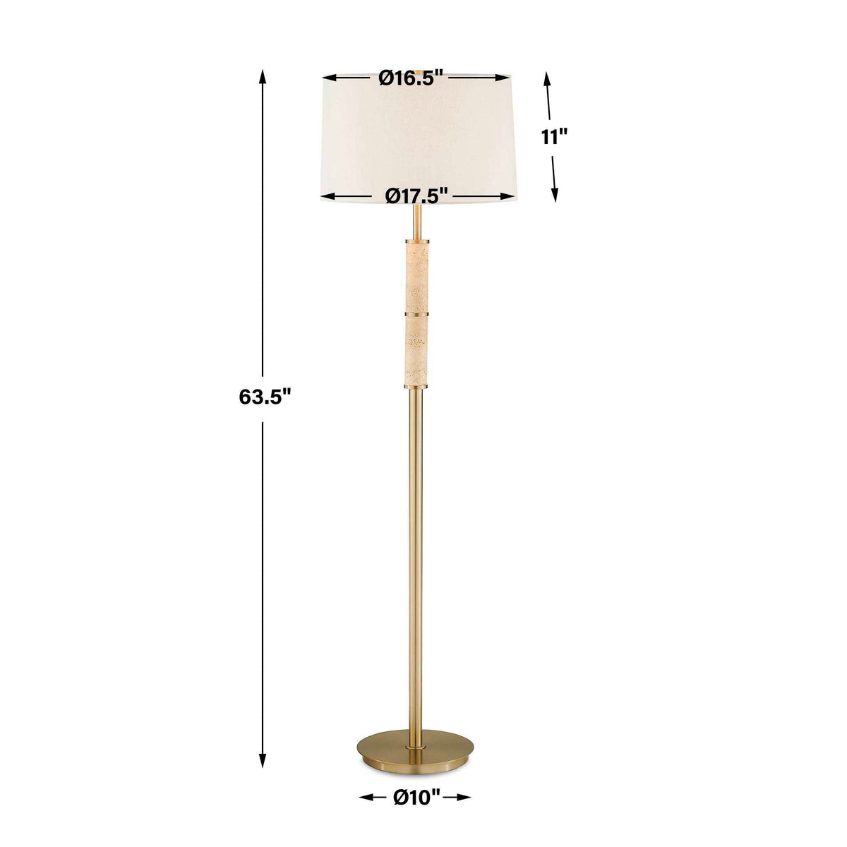 Verlaine Travertine Floor Lamp Brass,Gold - Beige by Uttermost - View 3