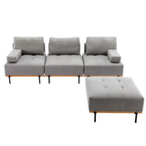 100.7'' L - Shape Sectional Sofa 3 - Seater Couches with a Removable Ottoman, Comfortable Fabric for Living Room, Apartment, Grey - SG001210AAE - image - 8