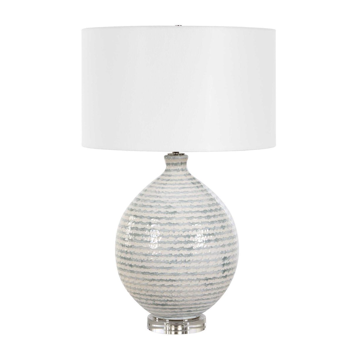 Clary Horizontally Striped Table Lamp - Gray / White by Uttermost - View 4