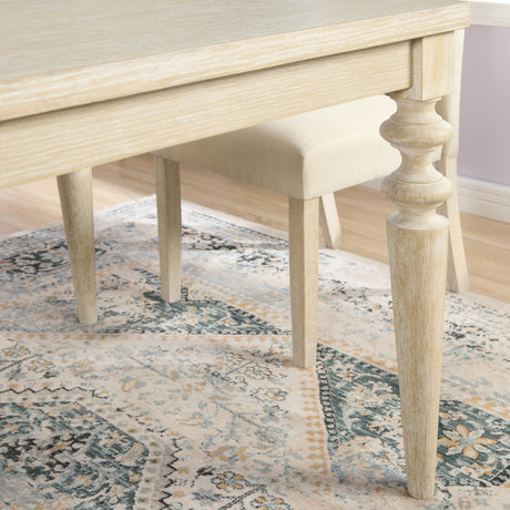 Amonia 7-piece Dining Set, Turned-Leg Dining Table with 6 Tufted Chairs - sold by Home Elegance USA