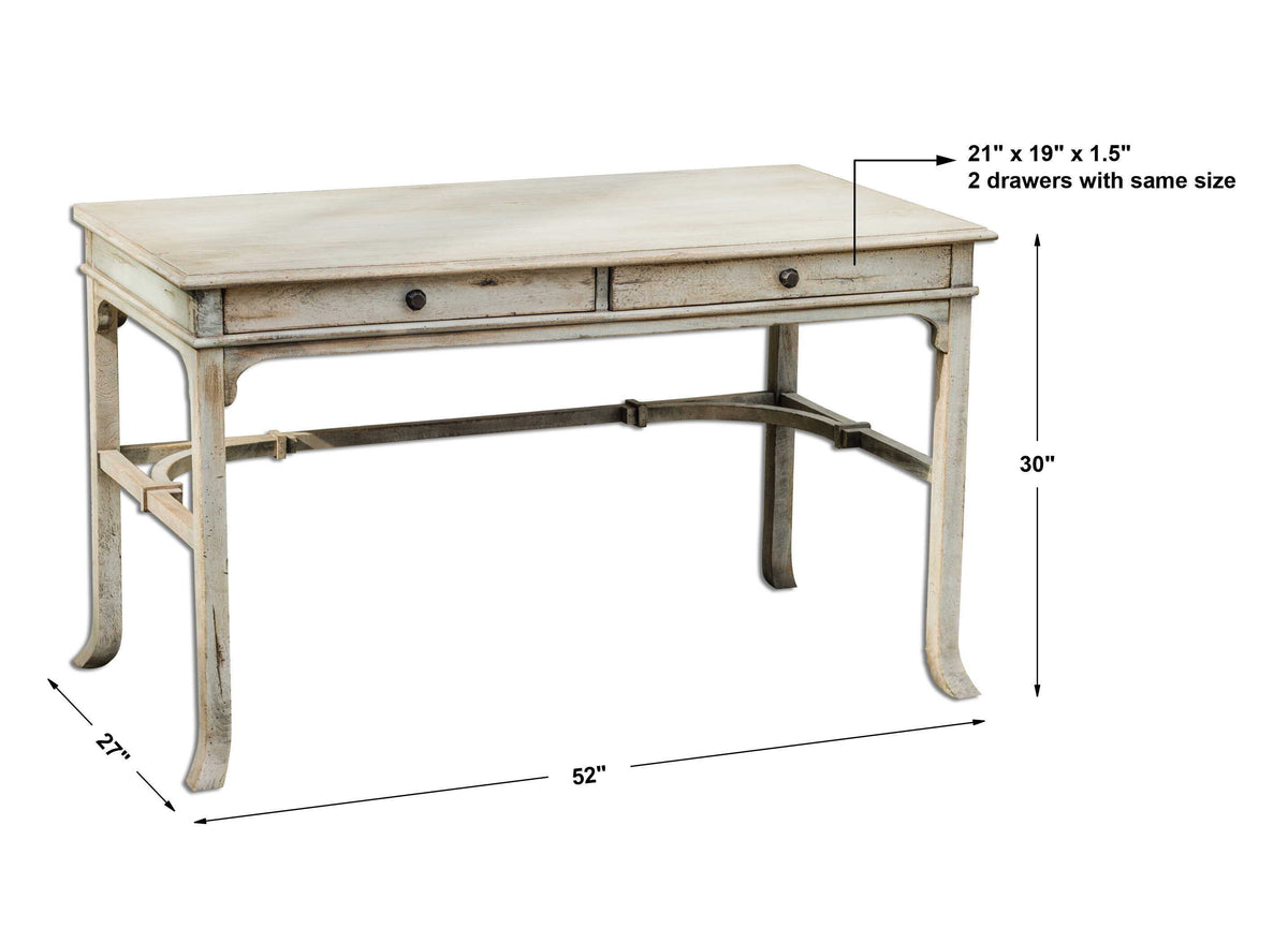 Bridgely Aged Writing Desk - Beige by Uttermost - View 9