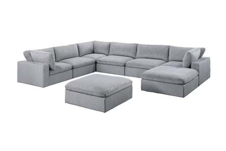 Dark Gray Color 8pc Modular Sectional Set Corduroy Upholstery Couch 3x Corner wedge 3x Armless Chairs 2x Ottomans Living Room Furniture - sold by Home Elegance USA