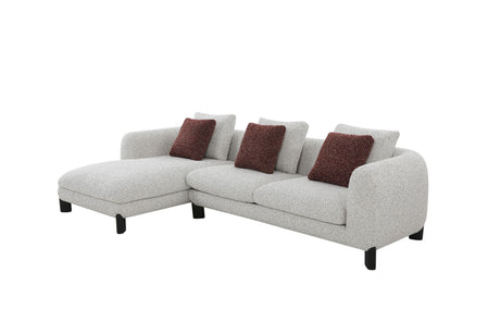 Mardi Maroon & Beige Tweed Sectional Sofa w/3 Pillows - sold by Home Elegance USA