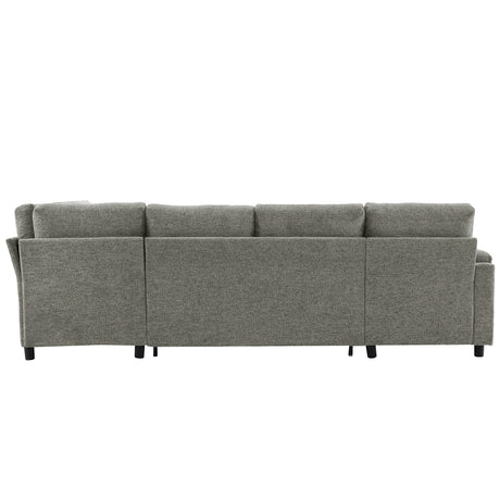 Versatile Light Grey Chenille Sectional Sofa Bed with Storage, Cup Holders & Charging Ports, 109.9' - sold by Home Elegance USA