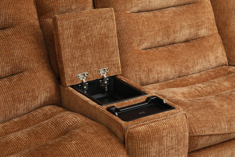 Emmy Orange Chenille Power Motion Sectional Sofa - sold by Home Elegance USA