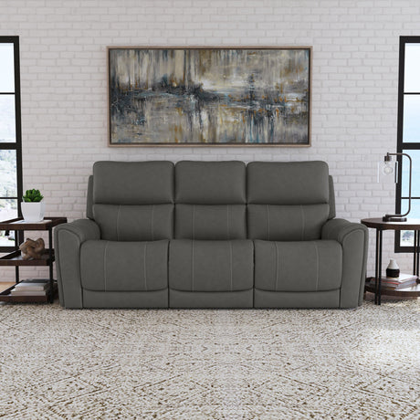 Carter Power Reclining Sofa With Console & Power Headrests & Lumbar - Smoke | Flexsteel
