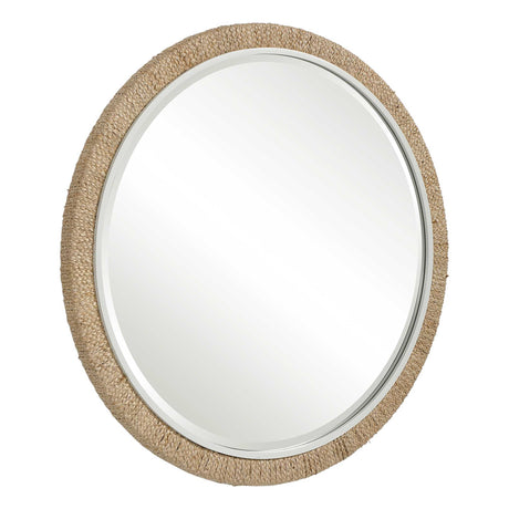Carbet Round Rope Mirror - Light Brown / White by Uttermost - View 4