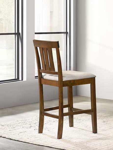 Beautiful Cherry Color Counter Height 5Pc Dining Set Pub Height Square Dining Table Cream Upholstered Chair Dining Room Set Wooden - sold by Home Elegance USA