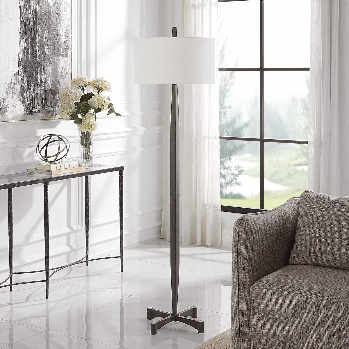Counteract Rust Metal Floor Lamp - Black by Uttermost - View 3