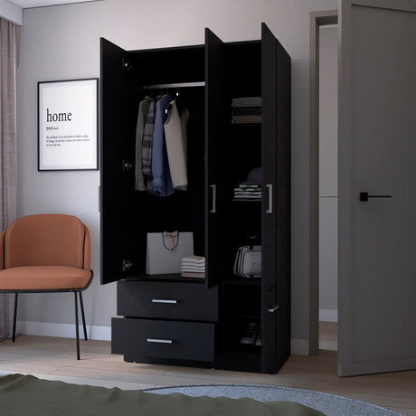Four Door Armoire Crosby, Bedroom, Black - sold by Home Elegance USA