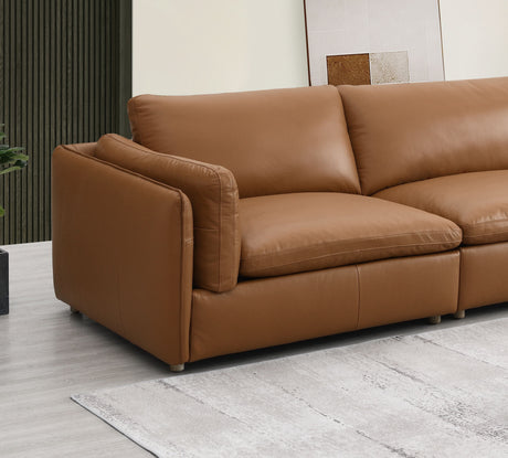 Brighton Brown Top Grain Leather 3 Pieces Modular Sectional - sold by Home Elegance USA