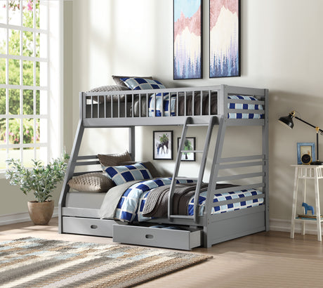 Jason Gray Finish Twin/Full Bunk Bed W/Storage