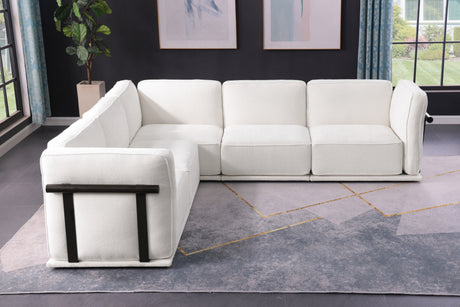 120' length , Fashionable modular sofa with iron and wood frame chenille sofa White ,uitable for living room - sold by Home Elegance USA