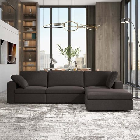 Cecilia Modular Corner Sectional Modern Fabric Sofa Dark Gray Sturdy Design - sold by Home Elegance USA