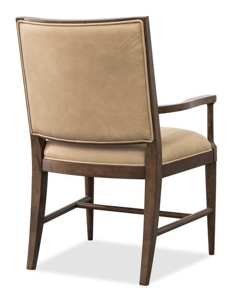 Cashiers Arm Leather Chair Chestnut / Vintage Ecru - Beige / Dark Brown by Hooker Furniture - View 4