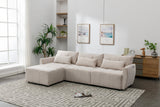 113.3" Convertible Sectional Sofa Couch 3 - Seat L - Shaped Sofa with Movable Ottoman and USB for Apartment, Living Room, Bedroom, Beige - SG000880AAA - image - 20