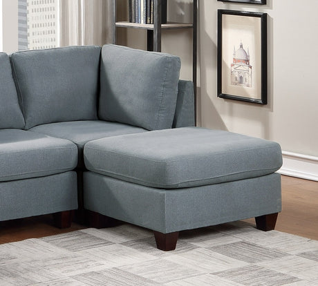 Modular Sectional 6pc Set Living Room Furniture L-Sectional Grey Linen Like Fabric 2x Corner Wedge 2x Armless Chairs and 2x Ottomans - sold by Home Elegance USA
