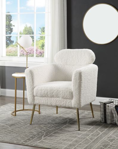 Acme - Connock Accent Chair AC00124 White Teddy Sherpa