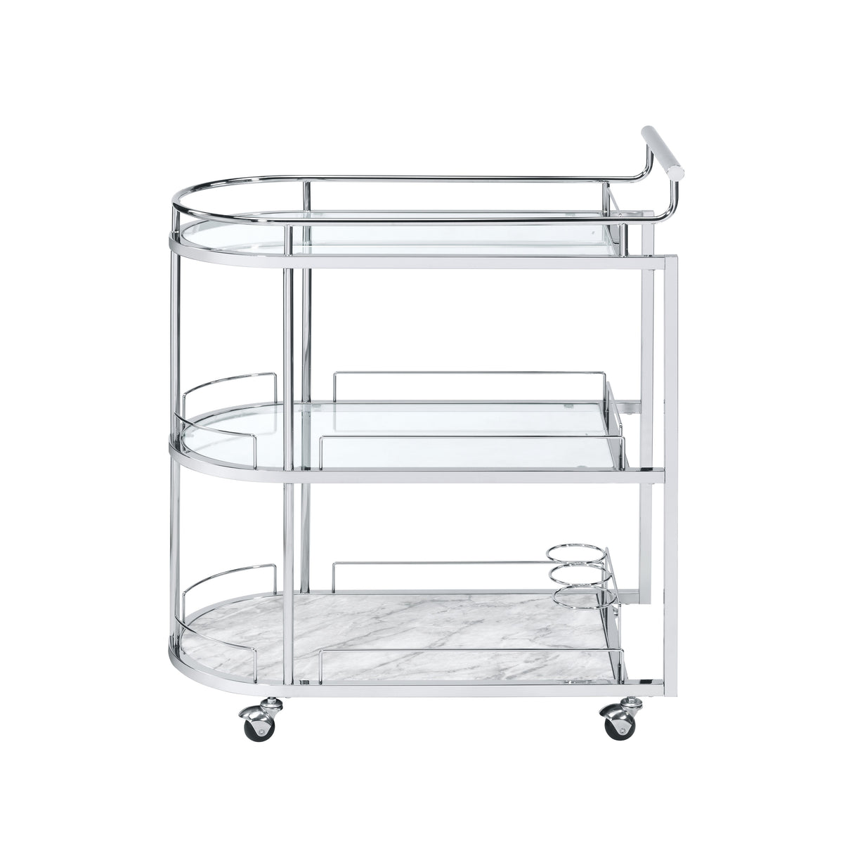 Acme - Inyo Serving Cart AC00161 Clear Glass & Chrome Finish