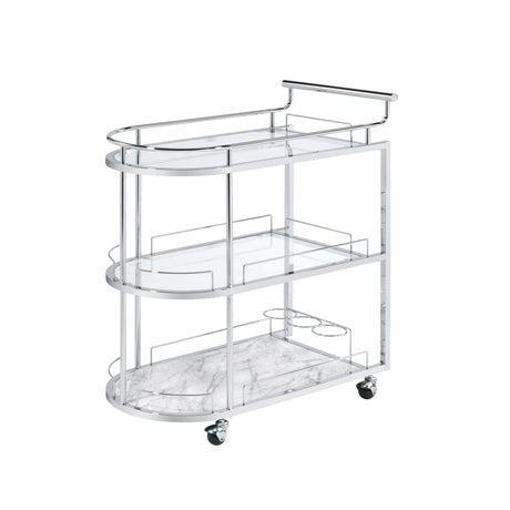 Acme - Inyo Serving Cart AC00161 Clear Glass & Chrome Finish