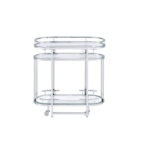 Acme - Piffo Serving Cart Set AC00162 Clear Glass & Chrome Finish