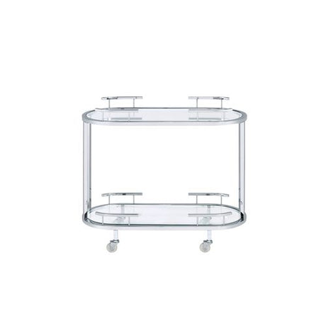 Acme - Piffo Serving Cart Set AC00162 Clear Glass & Chrome Finish