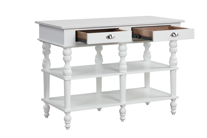 Acme - Rorratt Kitchen Island AC00186 Marble Top & White Finish