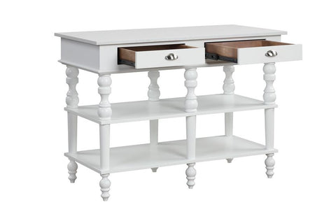 Acme - Rorratt Kitchen Island AC00186 Marble Top & White Finish