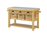 Acme - Grovaam Kitchen Island AC00188 Marble Top & Natural Finish