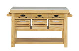 Acme - Grovaam Kitchen Island AC00188 Marble Top & Natural Finish