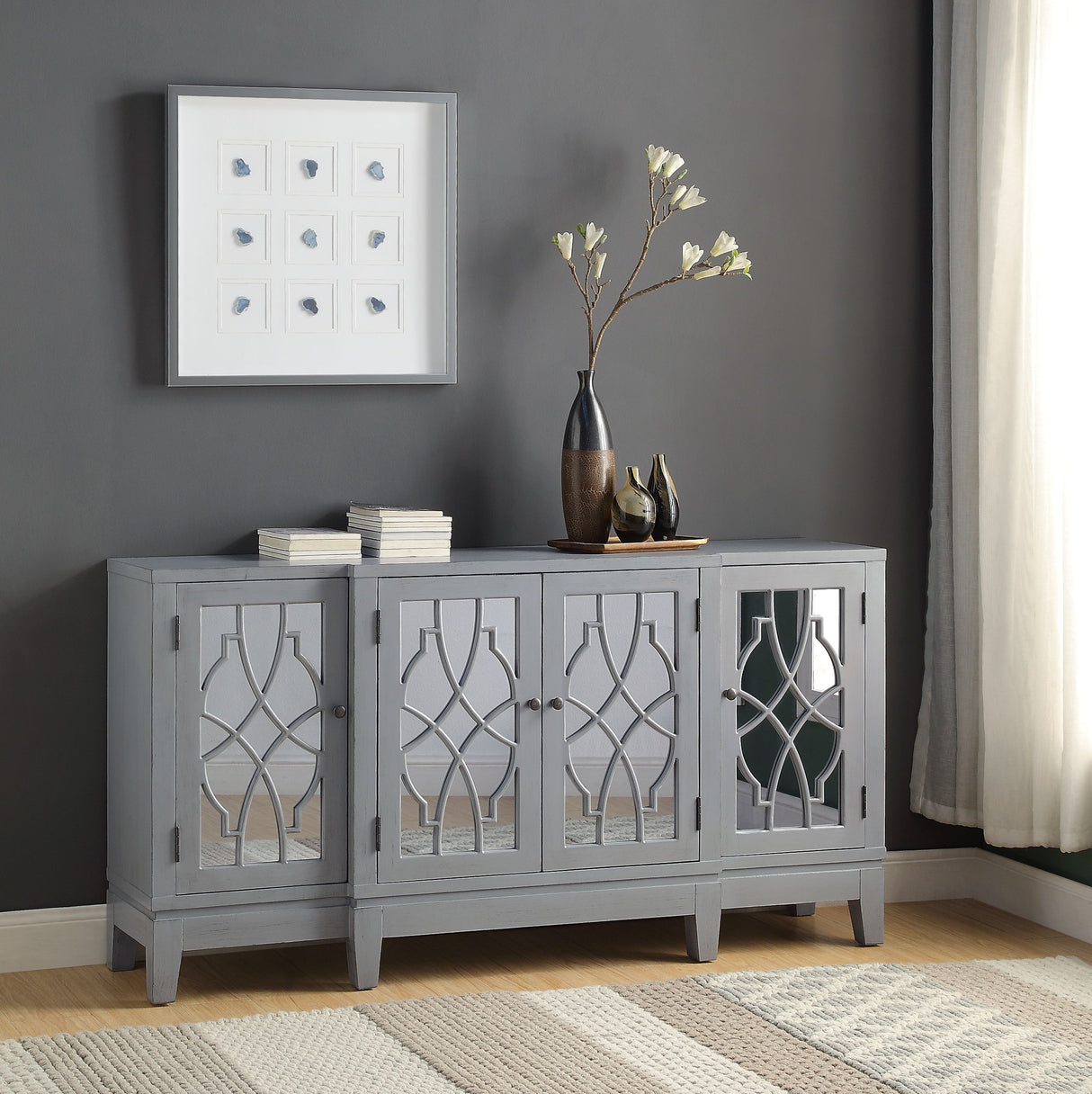 Acme - Magdi Console Cabinet AC00196 Antique Gray Finish