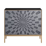 Acme - Quilla Console Cabinet AC00200 Black, Gray & Brass Finish