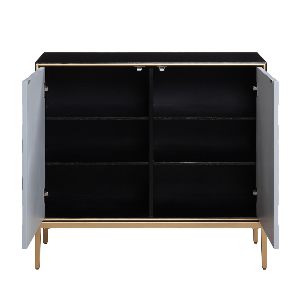 Acme - Quilla Console Cabinet AC00200 Black, Gray & Brass Finish