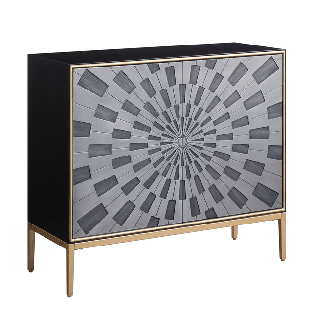 Acme - Quilla Console Cabinet AC00200 Black, Gray & Brass Finish