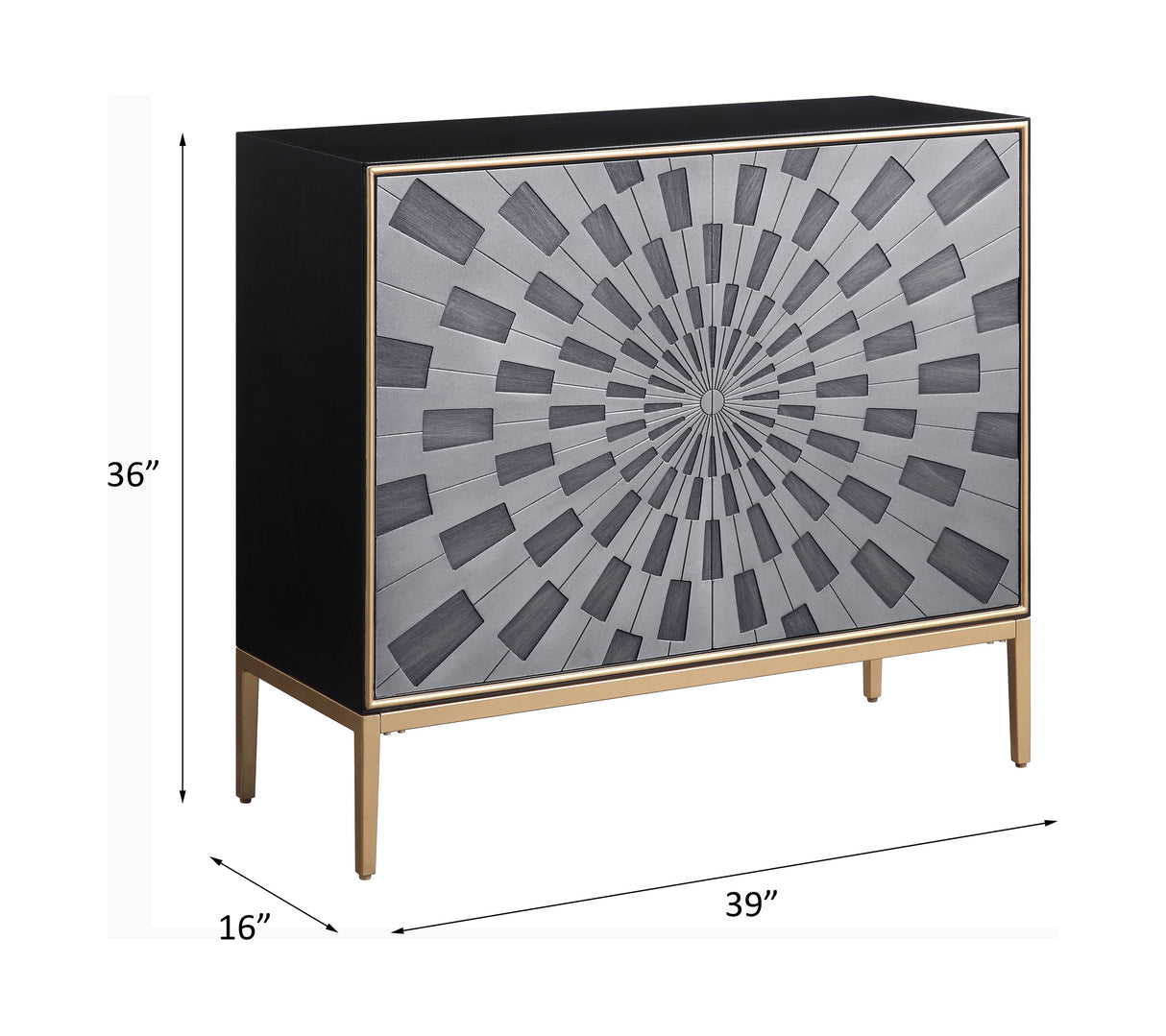 Acme - Quilla Console Cabinet AC00200 Black, Gray & Brass Finish