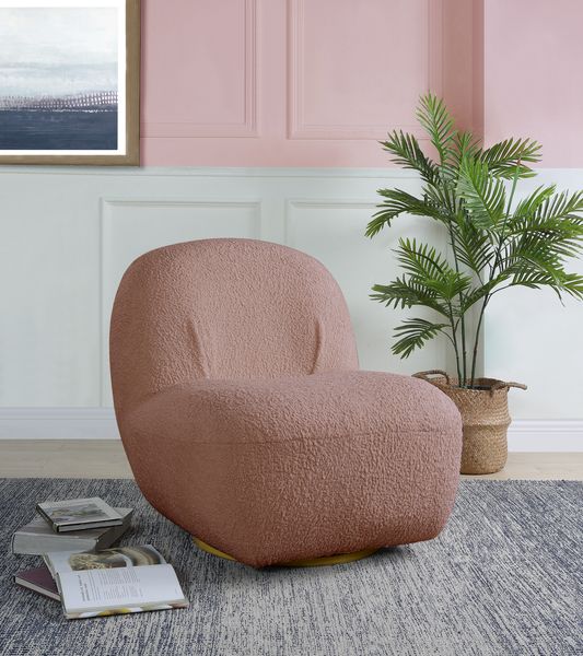 Acme - Yedaid Accent Chair W/Swivel AC00232 Pink Teddy Sherpa