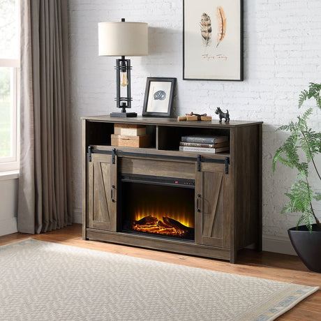 Acme - Tobias Fireplace AC00274 Rustic Oak Finish