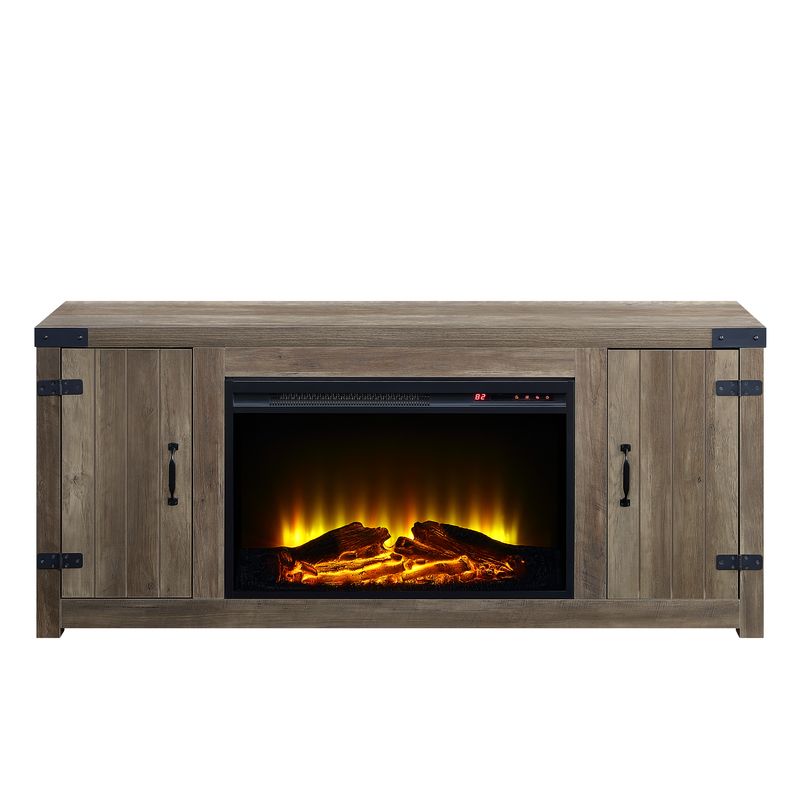 Acme - Tobias Fireplace AC00275 Rustic Oak Finish