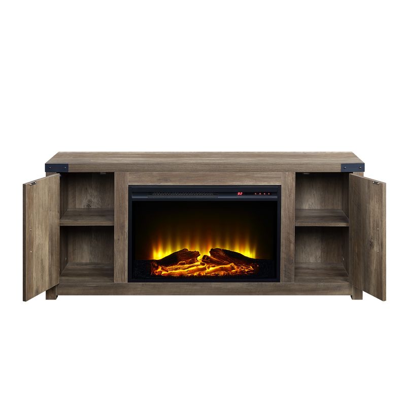 Acme - Tobias Fireplace AC00275 Rustic Oak Finish