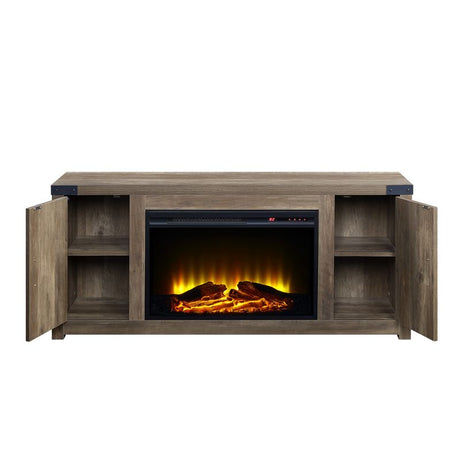 Acme - Tobias Fireplace AC00275 Rustic Oak Finish