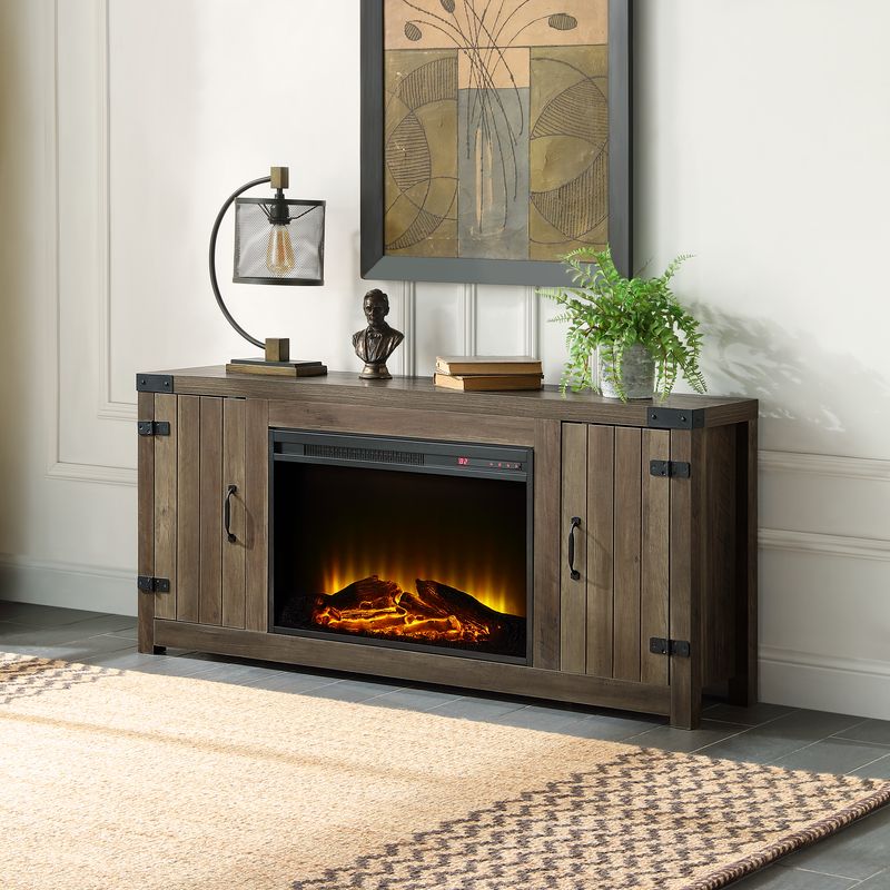 Acme - Tobias Fireplace AC00275 Rustic Oak Finish