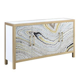 Acme - Olisa Console Cabinet AC00283 Stone Grain, White & Gold Finish