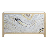 Acme - Olisa Console Cabinet AC00283 Stone Grain, White & Gold Finish