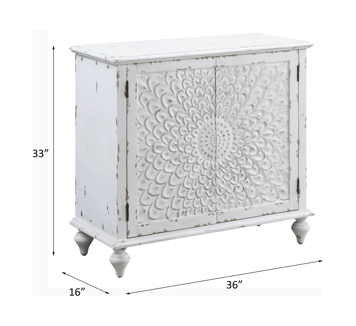 Daray Console Cabinet AC00286 Antique White Finish | Acme - AC00286 - Home Elegance USA - 5