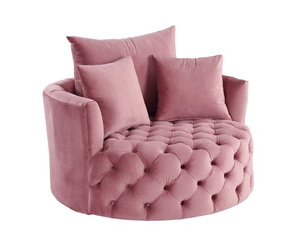 Acme - Zunyas Accent Chair W/Swivel AC00291 Pink Velvet