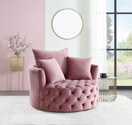 Acme - Zunyas Accent Chair W/Swivel AC00291 Pink Velvet