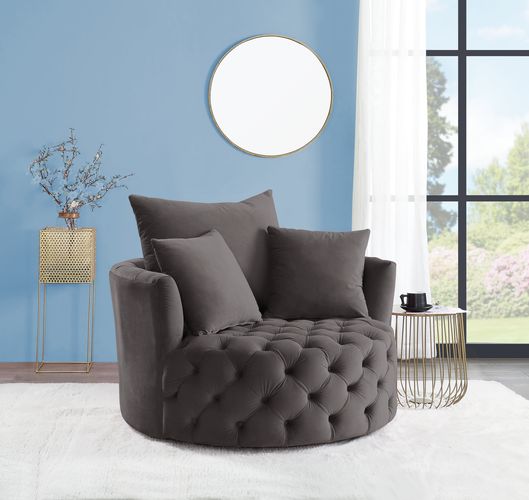 Acme - Zunyas Accent Chair W/Swivel AC00292 Gray Velvet