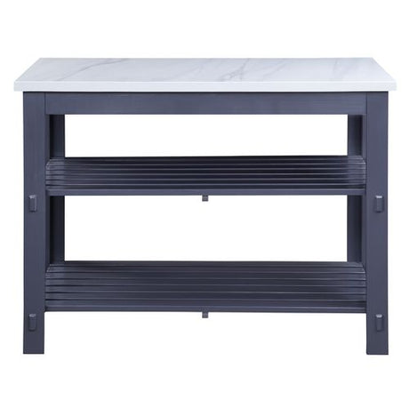 Acme - Enapay Kitchen Island AC00305 Marble Top Top & Gray Finish